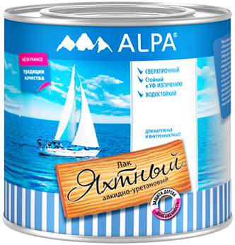 Лак яхтный алкидно-уретановый Alpa глянцевый  2,5л(2,3кг)