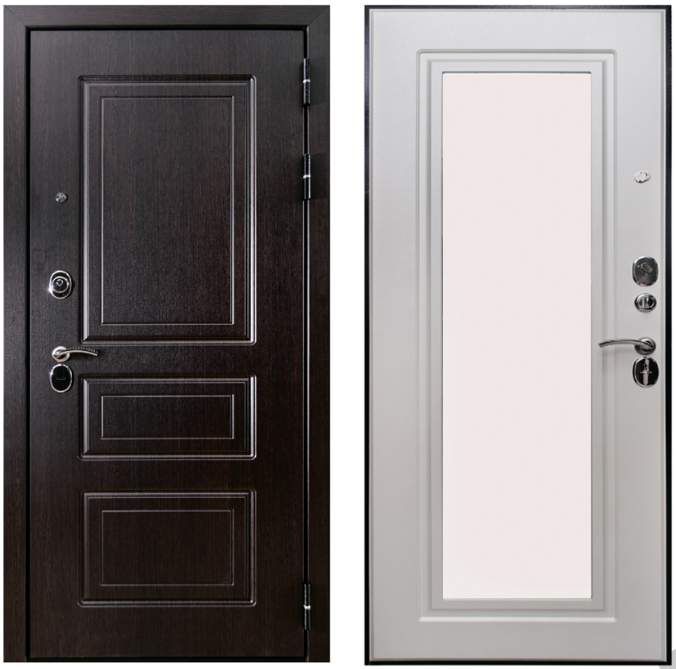 Дверь мет. MONE Венге/бел шелк 860*2050 R с зеркалом 