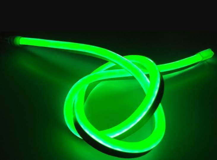Светодиодная гибкая лента NEON 5м зеленый IP67-DC12V-9W 