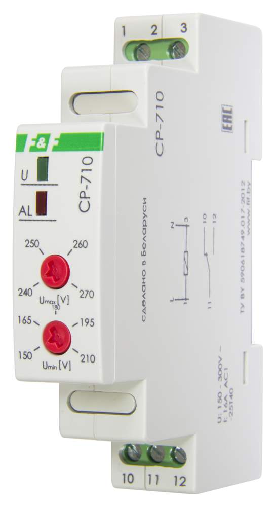 Реле напряжения CP-710 230B 10A IP20 на DIN-рейке F&F EA04.009.001