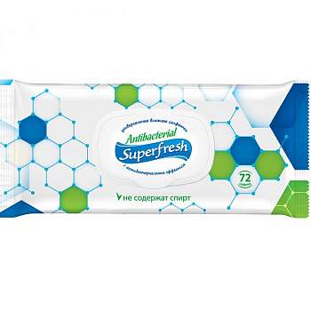 Салфетки влажные антибакт. SuperFresh с кл. 72шт 42216715
