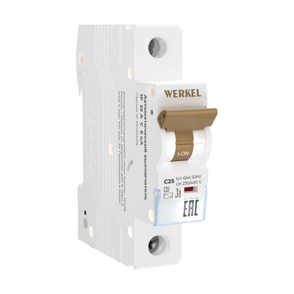Выкл.  Werkel  1P  25 A C 6 ка   W901P256/а062536