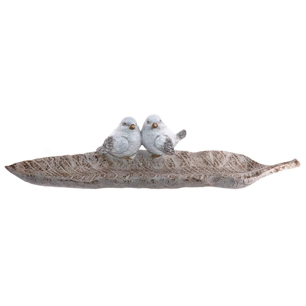 REMECO COLLECTION Блюдо 812999 Птички декоративное серебро 42х11,5х9см
