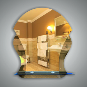 Зеркало  52х44см  46235а  + полка 40см, бронз.вставки, тонир.стекло 