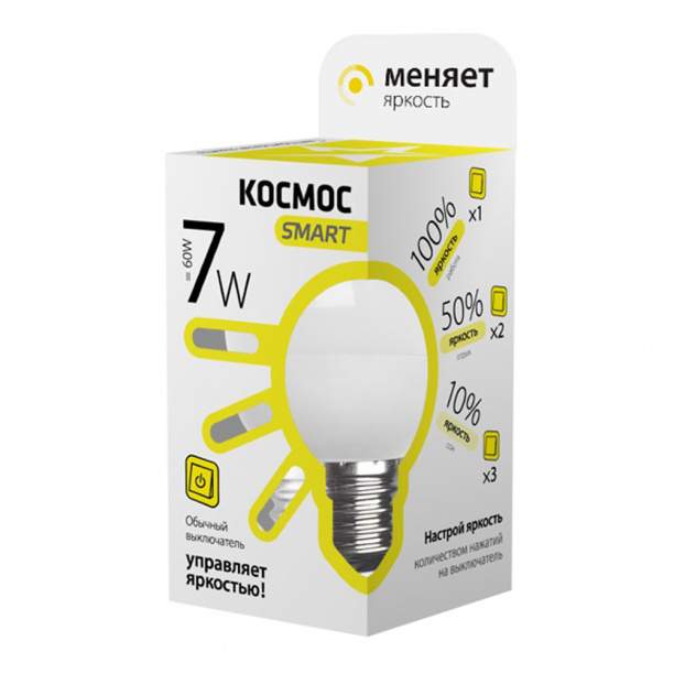 Лампа Космос Smart LEDSD7wGL45E1430  7Вт 220B  E14 3000K