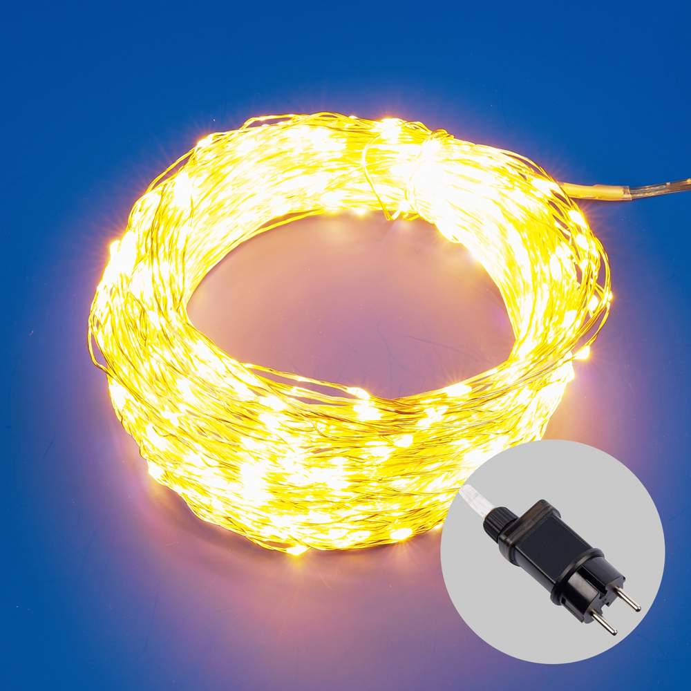 Гирлянда с/д ULD-S5000-500/DTA/RC WARM WHITE  IP44 DEW  50м тепл.белый свет ПультДУ UL-00009942