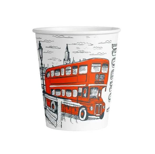 Стакан бумажный 400мл London Red 1/50шт (ИнтроПластик) 