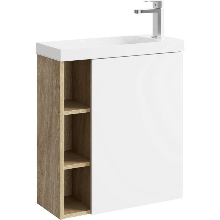 Тумба Alba 60 правая с умыв. Compact Slim 600  ALB0106RDD+ALB0706WM фасад бел.мат.