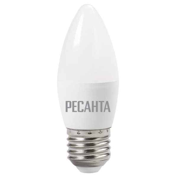 Лампа светодиод.LL-R-С37-6W-230-3K-E27 свеча,6Вт,тепл.Е27 Ресанта