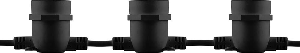 Гирлянда  CL25-25  230V 100патр. E27 черный, шаг 25см, IP 65, 25м+1,5м шнур  29880 