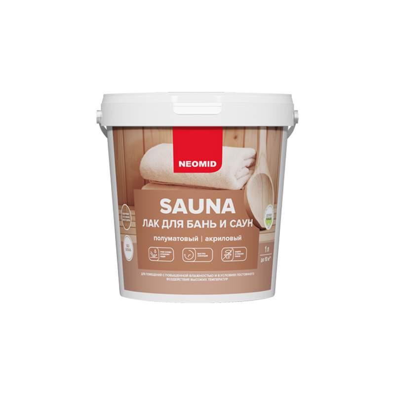 NEOMID Лак акриловый Sauna для бань и саун 1л. 