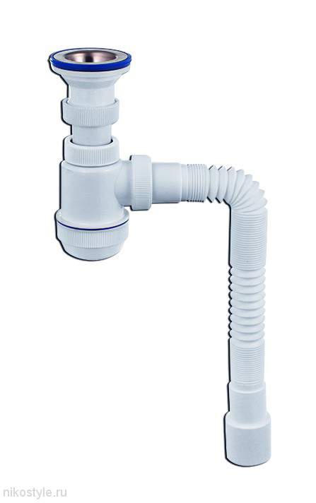 Сифон Мини Элит с нерж.чашкой д.70мм и гибк.трубой 1 1/2 Virplast  30986760