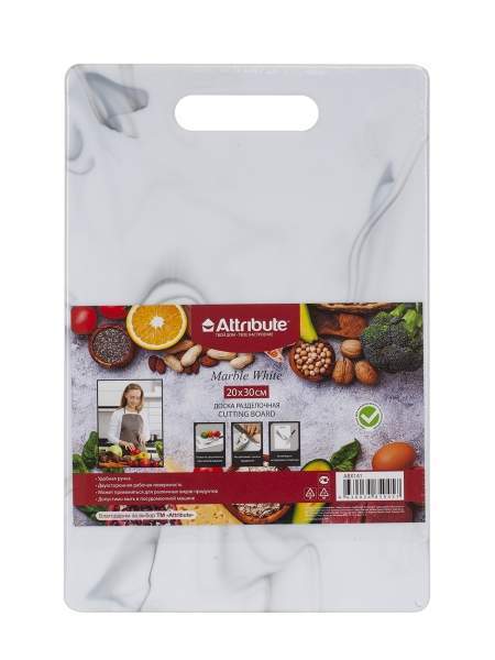 ATTRIBUTE Доска ABX141 Marble White разделочная 200х300х6мм 