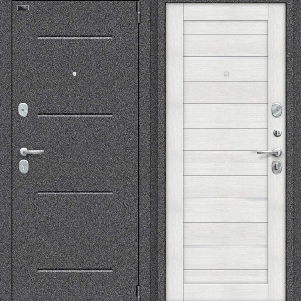 Дверь мет. Porta S-2 104/П22 Bianco Veralinga WW/Антик Серебро.205*88 Прав.