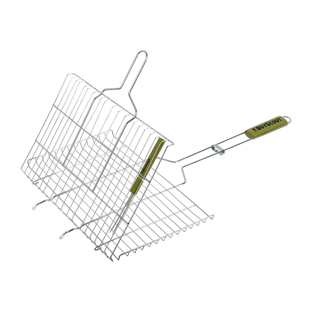 Решетка-гриль BOYSCOUT 61301 д/стейков с вилкой 45х27х2см (70x45x27x2cм)
