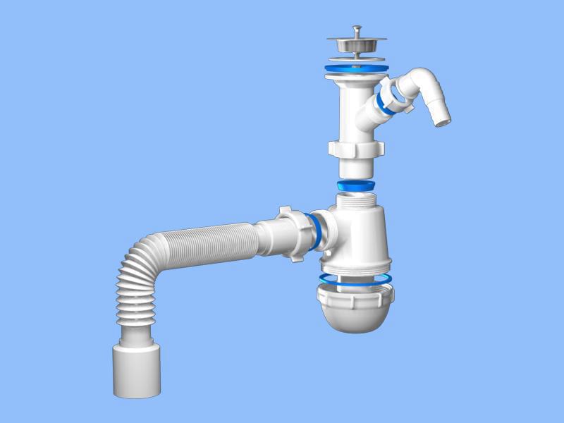 Сифон на кухню Грот Ани 1,1/2*40 с гофрой 40х50  А 2010