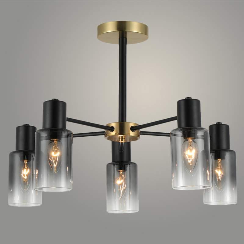 Люстра 74677/5  COP+BK мед/черн 5x40W  E14 GNV23