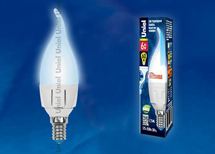 Лампа Uniel Palazzo DIM LED-CW37-6W/NW/E14/FR  PLP01WH  UL-00000727