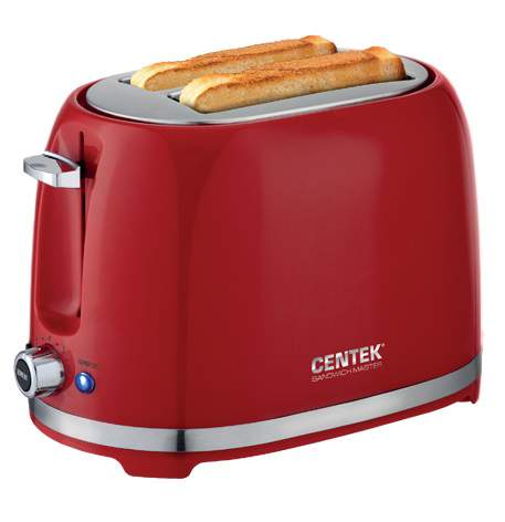 Тостер  Centek СТ-1432 красный,  850Вт  7ур.прожарки, 2 тоста