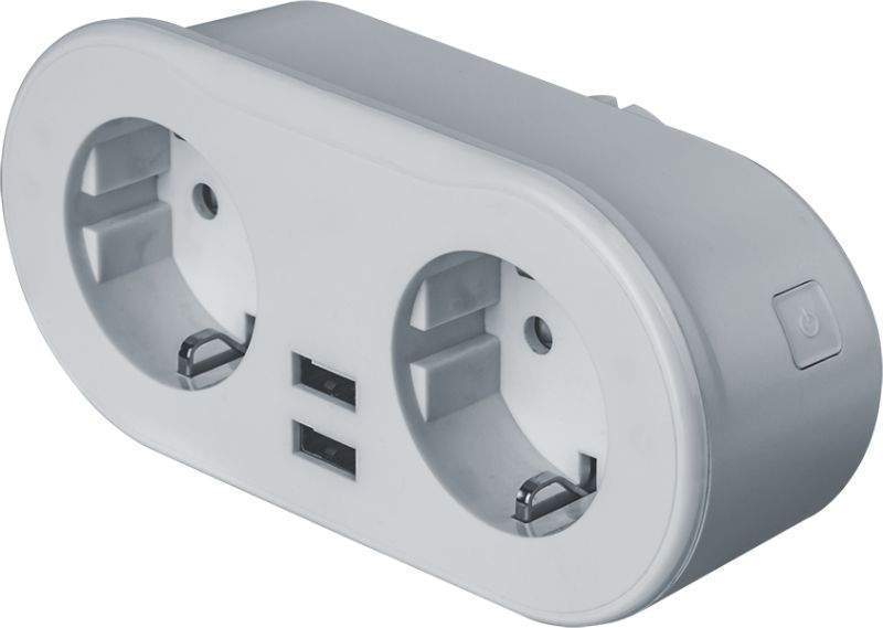 Адаптер-разветвитель .с управ. Navigator 14556 2-м+2 USB  NSH-ST-02 WIFI c заземл. Smart Home белая