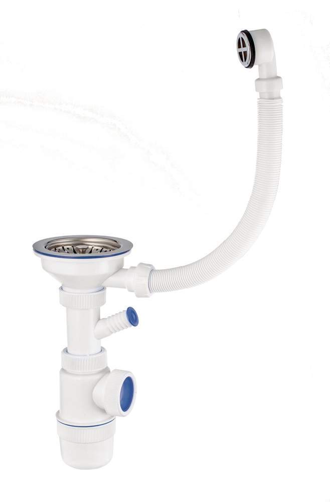 Сифон Элит с нерж.чашкой д.114мм отводом д/стир.маш.с прямоуг. переливом 3 1/2  Virplast 