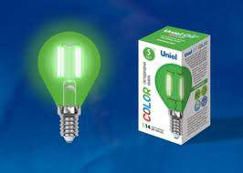 Лампа LED-G45-5W/GREEN/E14 GLA02GR  Е14