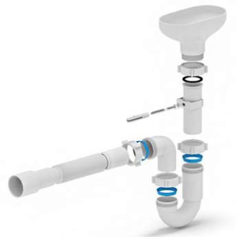 Сифон Ани 1 1/2*40 прямоточ. с разрывом струи с гиб.трубой 40*40/50  DR0115