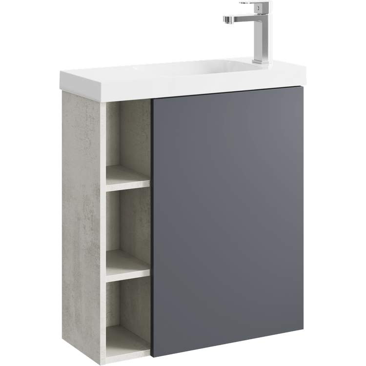 Тумба Alba 60 правая с умыв. Compact Slim 600  ALB0106RLS+ALB0706GRM светлый камень