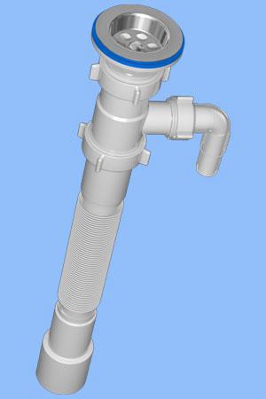 Сифон гофрированный 1 1/2*40/50 с отв. ст/м  G108