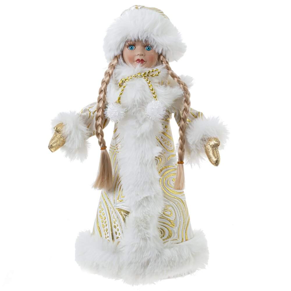 REMECO COLLECTION Снегурочка 696865 в золотой шубке 17х17х39см с емкостью д/подарков