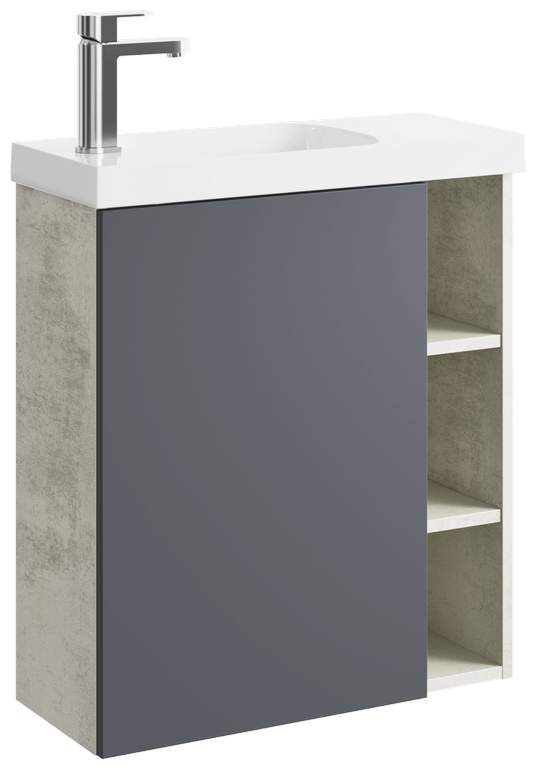 Тумба Alba 60 левая с умыв. Compact Slim 600  ALB0106LLS+ALB0706GRM светлый камень
