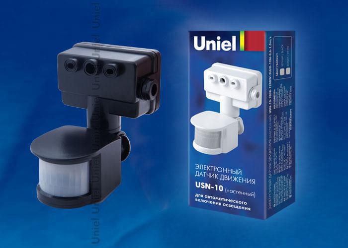 Датчик движения Uniel  USN-10-180R-1200W-3LUX-12M-0,6-1,5m/s-BL  02641