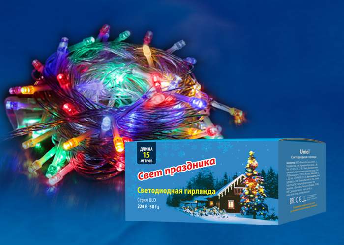 Гирлянда с/д ULD-S1500-100/DTA Multi IP20  15м  разноцветный  05252