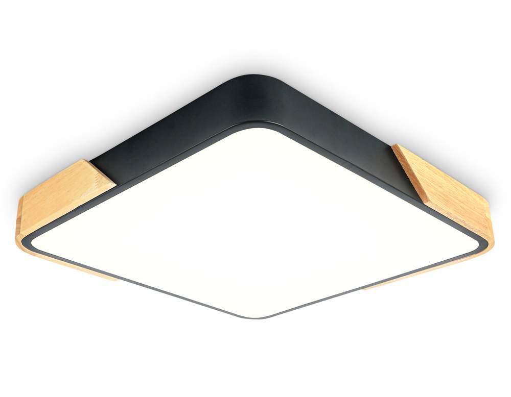 Светильник потол.без пульта 45W 500*500*50 FZ1317  BK/LW черный/светлое дерево