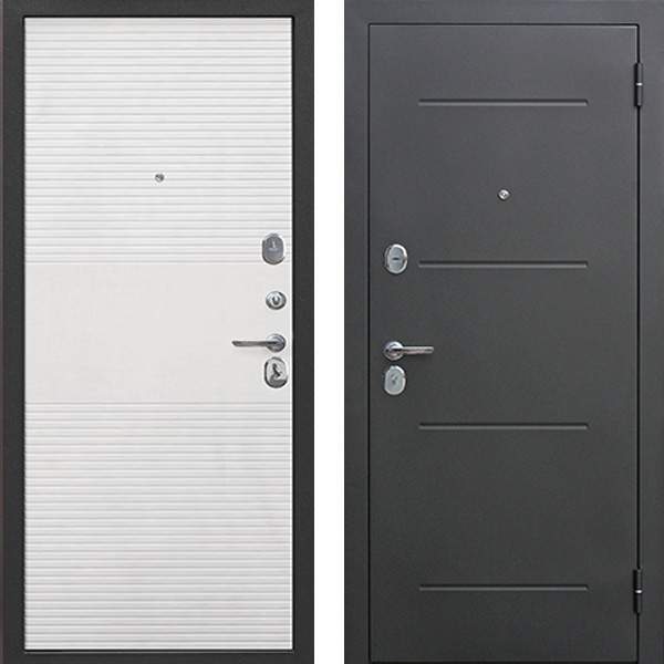 Дверь металлическая Гарда  7,5мм Серебро Белый ясень  860 L 