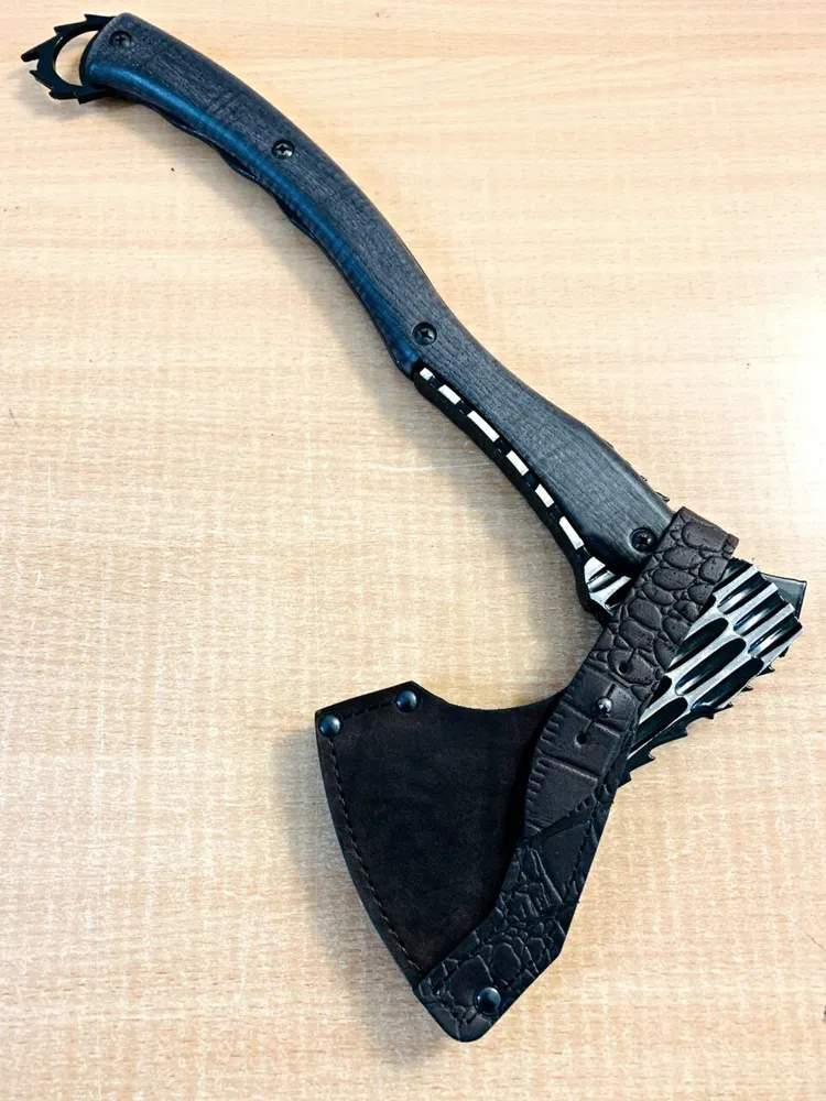 Топор Вепрь ручная ковка+Чехол открытый коричневый натуральная кожа
