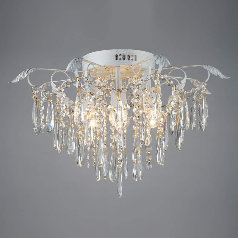 Люстра E1659/4 WH+FGD белое золото/хрусталь