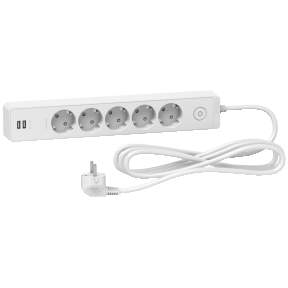 Удлинитель UNICA EXTEND 5 роз. 2К+З  3м  2USB бел.SchE ST945U3W 513134