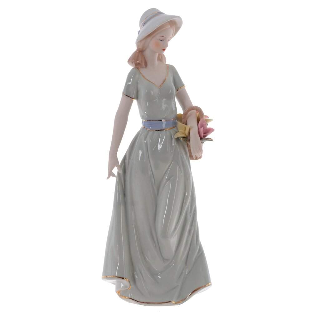 REMECO COLLECTION Статуэтка 800422 Девушка с корзинкой цветов фарфор 12х7,5х30,5см