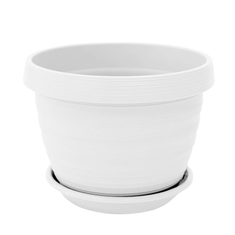 Горшок Толедо д.27см(7л) белый с поддоном 5ПЛ0476 (5Plast)