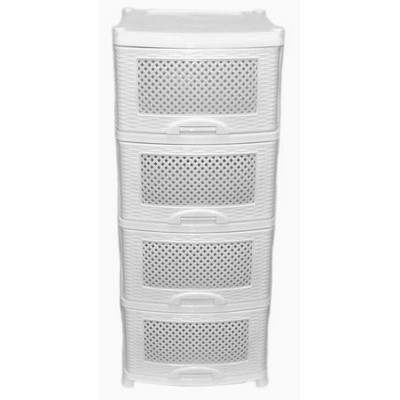 Комод 4-х секц. Плетенка  белый  035406 / 213323 