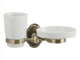 Стакан Veragio STANFORD VR.STD-7743.BR  настен. с мыльницей  бронза/керамика