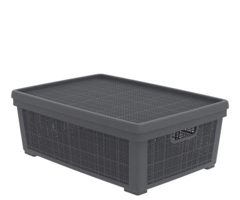 Корзина 35л  Лен графит с крышкой АП480  371270