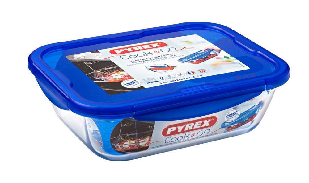PYREX Cook & GO Форма прямоугольная с герметичной крышкой 1,7л 282PG00ST 24x18x6см