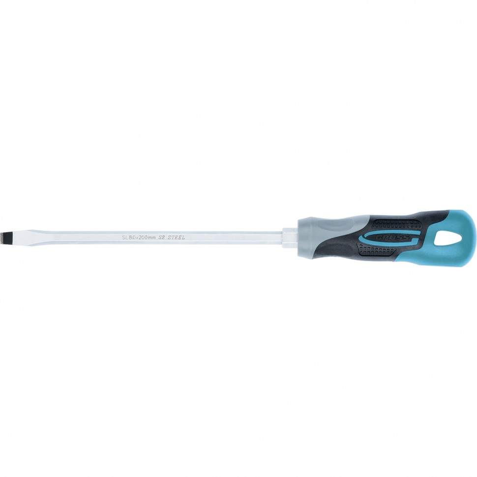 Отвертка GROSS SL8,0х200мм S2 трехкомп.рукоятка  12123