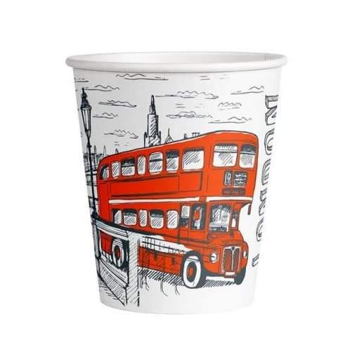 Стакан бумажный 250мл London Red 1/50шт (ИнтроПластик)