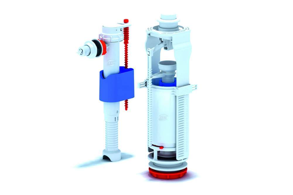 Набор арматуры с боковой подвокой  1/2 пл. кнопка белая  (WC 8010) 023-1949