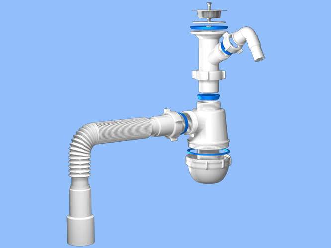 Сифон Ани 1 1/4*40 с отв. ст/м и гиб.трубой 40*40/50   С1315