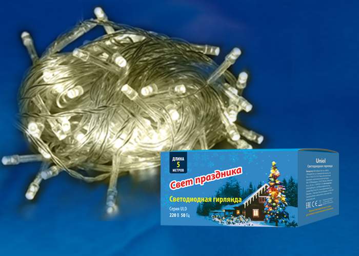 Гирлянда с/д ULD-S0500-050/DTA Warm white IP20   5м  Теплый белый свет 05256