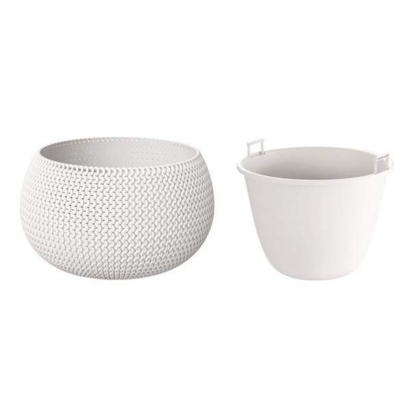 Кашпо Splofy bowl белый 18х18х13,6см(1,4л) с дренажной вставкой DKSP180-S449 (Просперпласт)